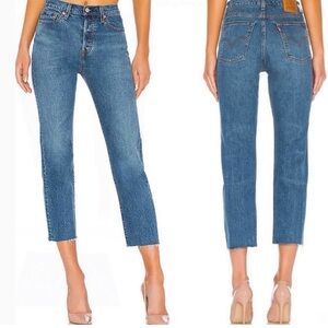 Levi’s W27 Wedgie Straight Women’s Jeans Crop Button Fly Frayed Hem Irregular